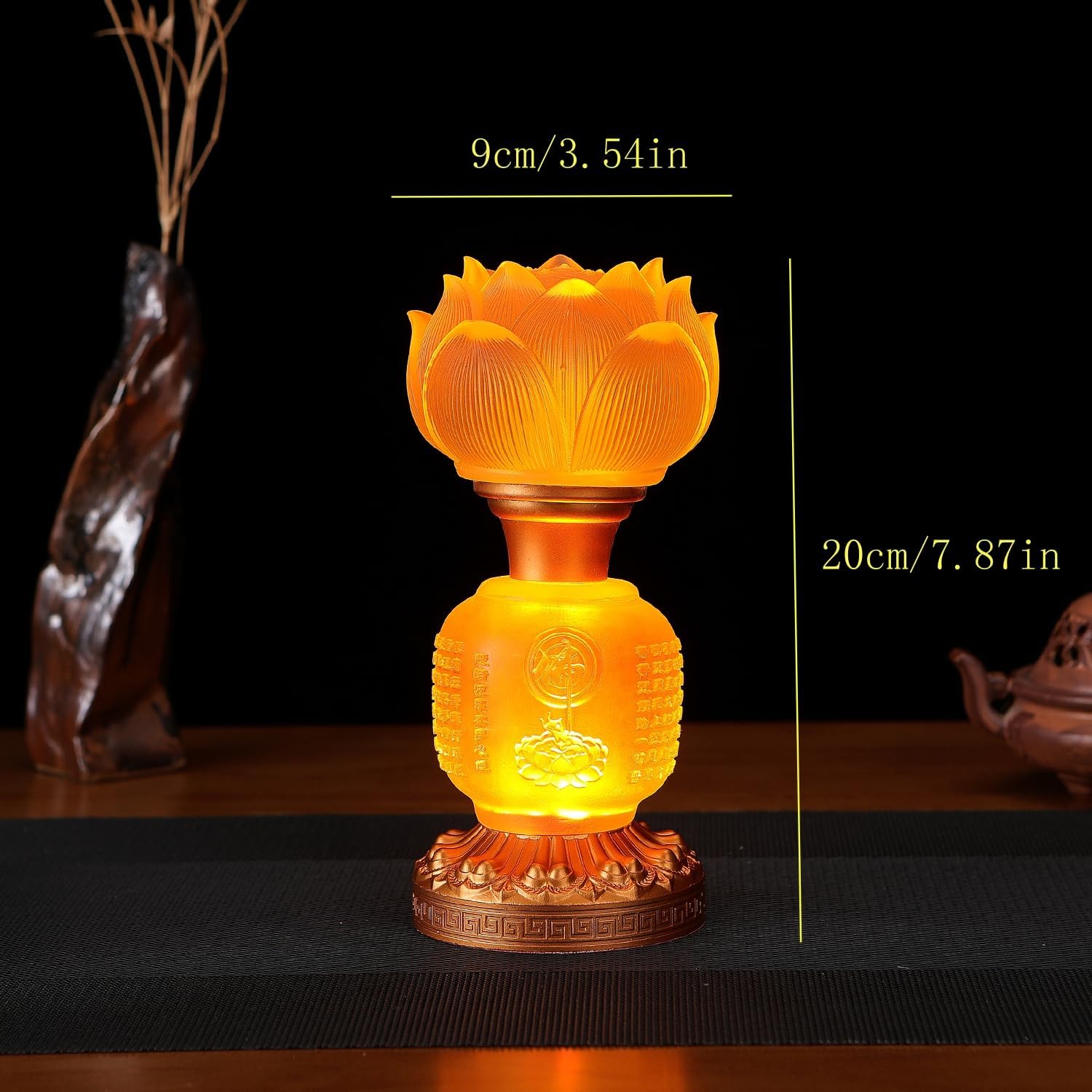 Lotus Buddhist Lamp - Buddha Lamp Light for Buddhist Occasions Supplies Meditation Buddhist Night-Light Desktop Home Decoration Figurine