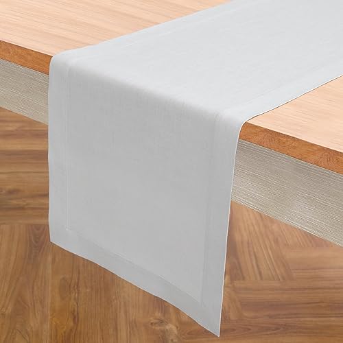 Vista 80 de Solino Home Camino de mesa de lino – 14 x 90 pulgadas, lino europeo, beige – Fete, hecho a mano con tela de lino 100% puro