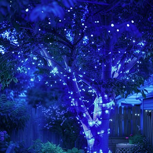 Miniatura 9 de KAQ Luces solares rojas y verdes de Navidad, paquete de 2 unidades, en total, 500 luces LED solares de Navidad, alambre verde para exteriores,