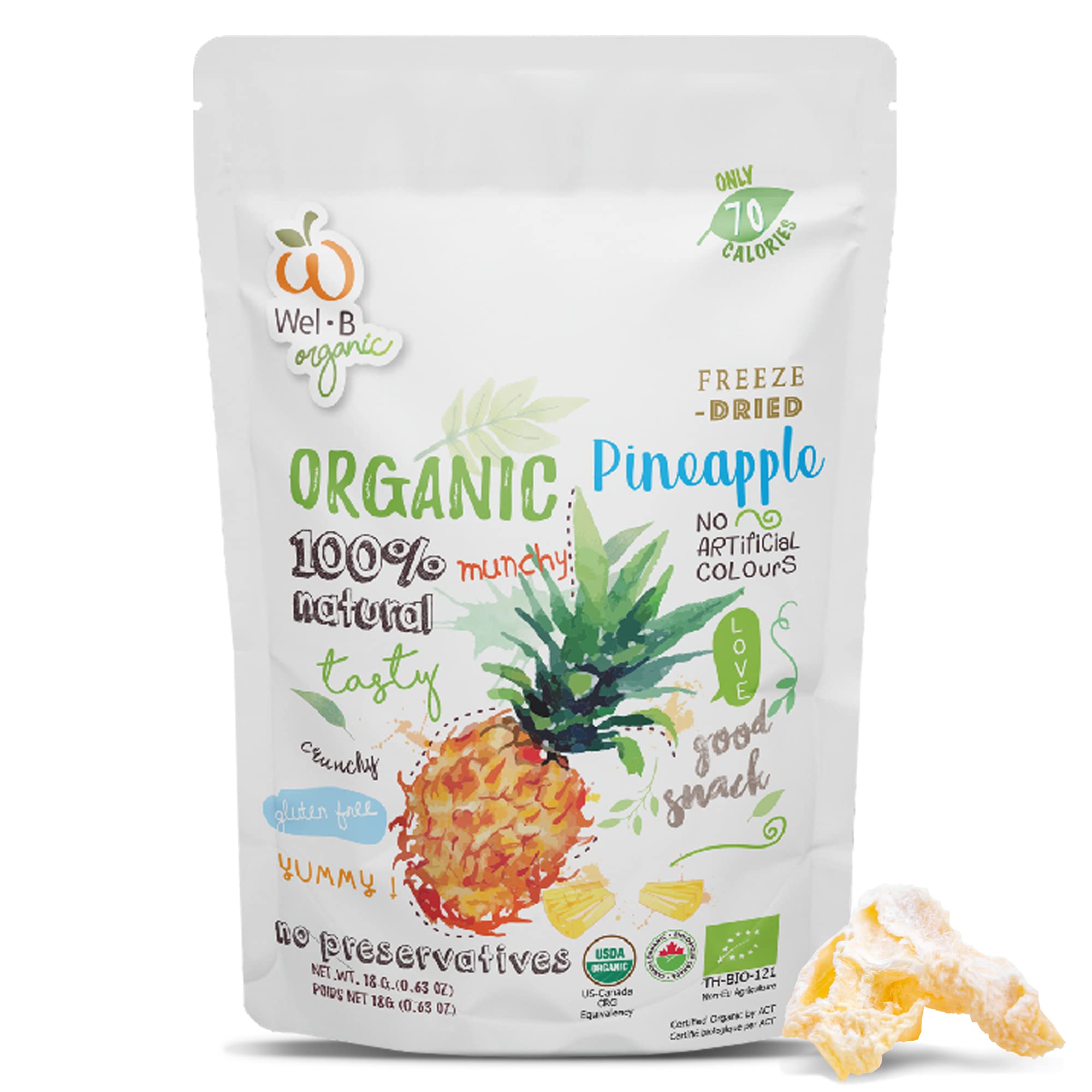 Buy Wel-B Freeze Dried Fruit Snacks, Fresh Pineapple Freeze Dried to a ...