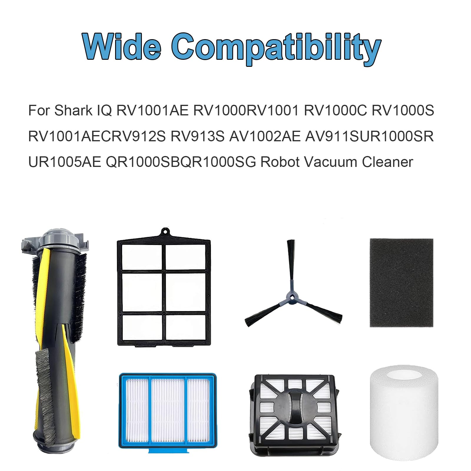 Dhoua Accessories Kit for Shark IQ R101AE (RV1001AE) IQ R101 (RV1001) AV911S EZ AV1010AE IQ Robot Vacuum Cleaner Replacement Parts Pack of Main Brush, Filters, Side Brushes