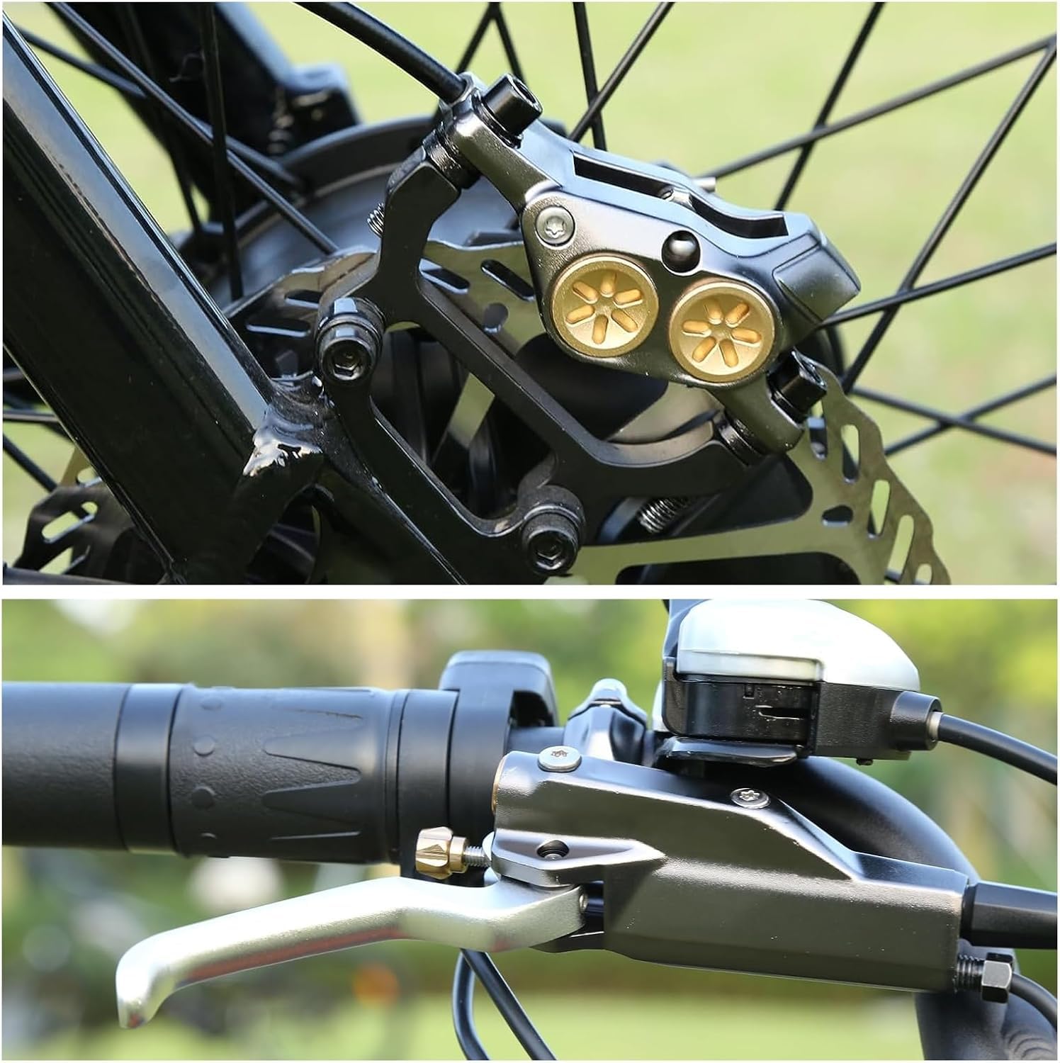 Kethvoz MTB Hydraulische Bremsen Set 4 Kolben, Scheibenbremse Fahrrad Set Vorne Und Hinten, Professionelles Bicycle Hydraulikbremsen mit 180mm bremsscheiben für Mountainbike E-Bike Rennrad Reiten