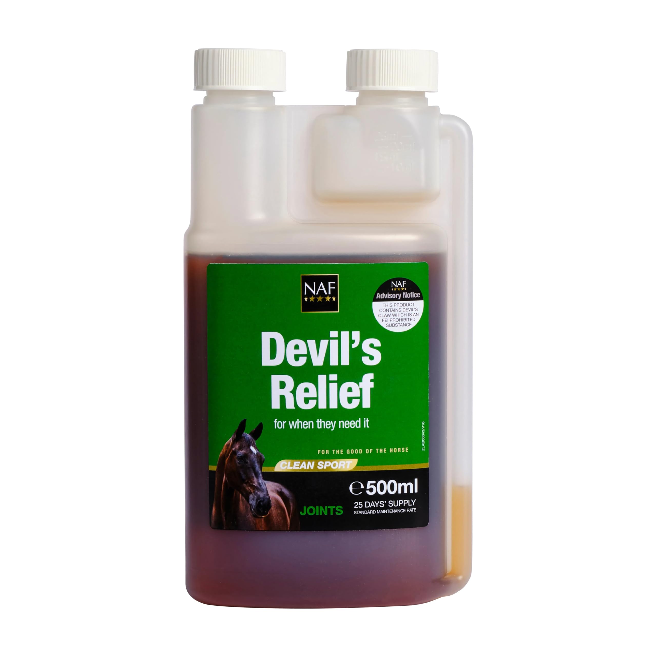 NAF Devil's Relief 500ml – Kräuter‑Gelenkunterstützung für Pferde – Mit Teufelskralle, MSM & natürlichen Antioxidantien – Unterstützt die Beweglichkeit – Ideal für ältere oder aktive Pferde