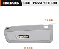 Vista 6 de Visera solar para Honda Civic EX LX Sedan SI Coupe 2006-2011, lado derecho del pasajero, repuesto gris 83230-SNA-A01ZA