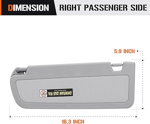 Miniatura 6 de Visera solar para Honda Civic EX LX Sedan SI Coupe 2006-2011, lado derecho del pasajero, repuesto gris 83230-SNA-A01ZA