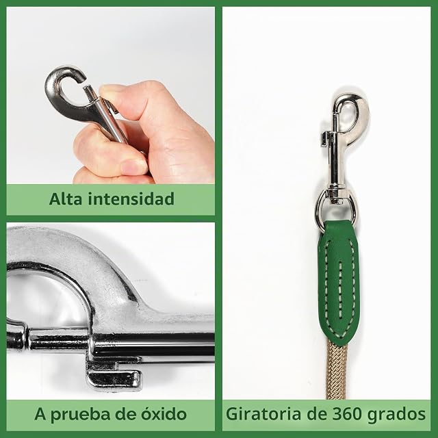 Foto 5 de 5 de Correas para Perros CHICGADGETS de Cuero y Nailon, 1,5 m de Largo, Cosidas a Mano