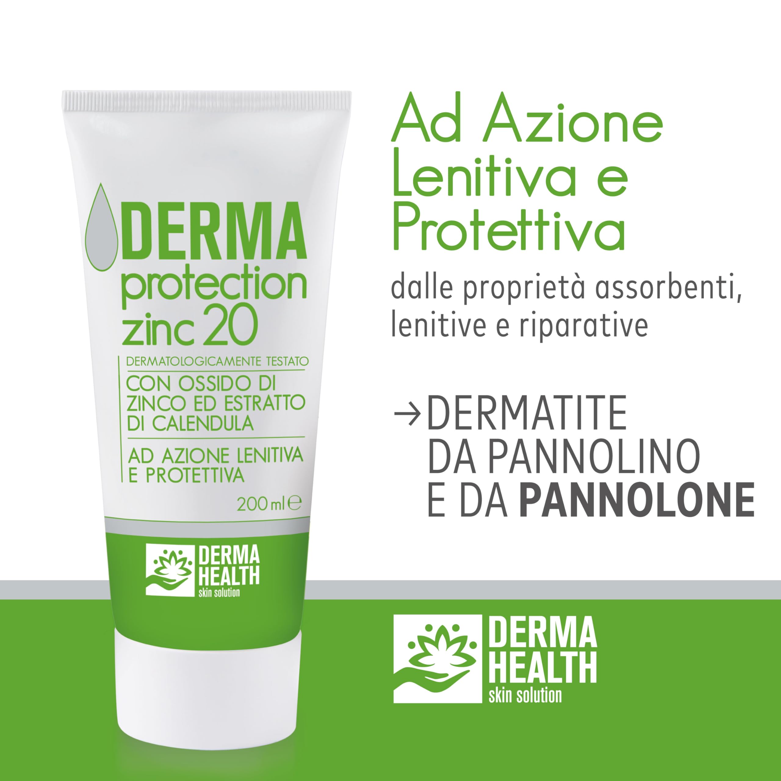 Derma Health Derma Protection Zinc 20 Crema Emolliente e Protettiva all'ossido di zinco 20% 200 ml
