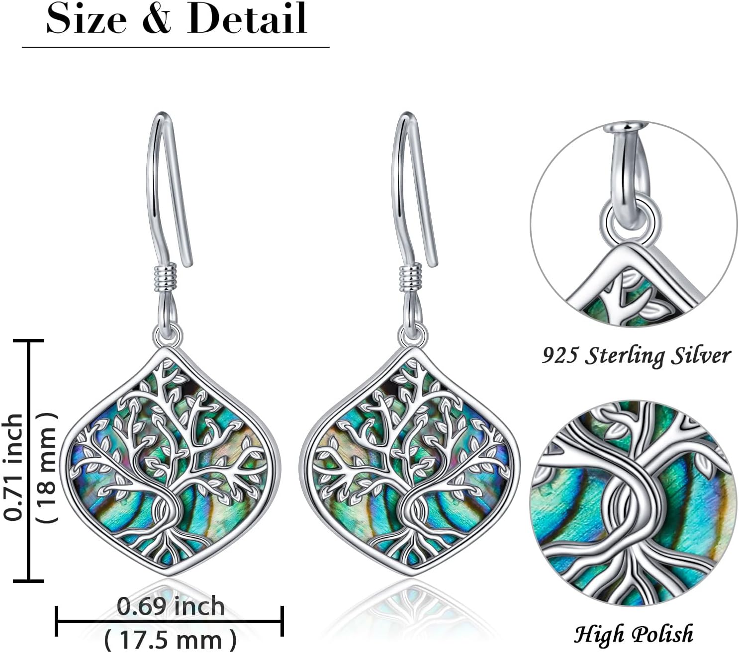 925 Sterling Silver Good Luck Irish Celtic Knot Turquoise/CZ/Cross/Daisy Flower/Sunflower/Tree of Life/Strawberry Earrings Jewelry Birthday Christmas Anniversary for Women - Image 5