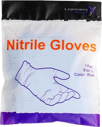 Miniatura 4 de Lightning X - Par de guantes de examen de nitrilo Empaquetados individualmente, 50 guantes, 25 pares, bolsa con cierre resellable, grande