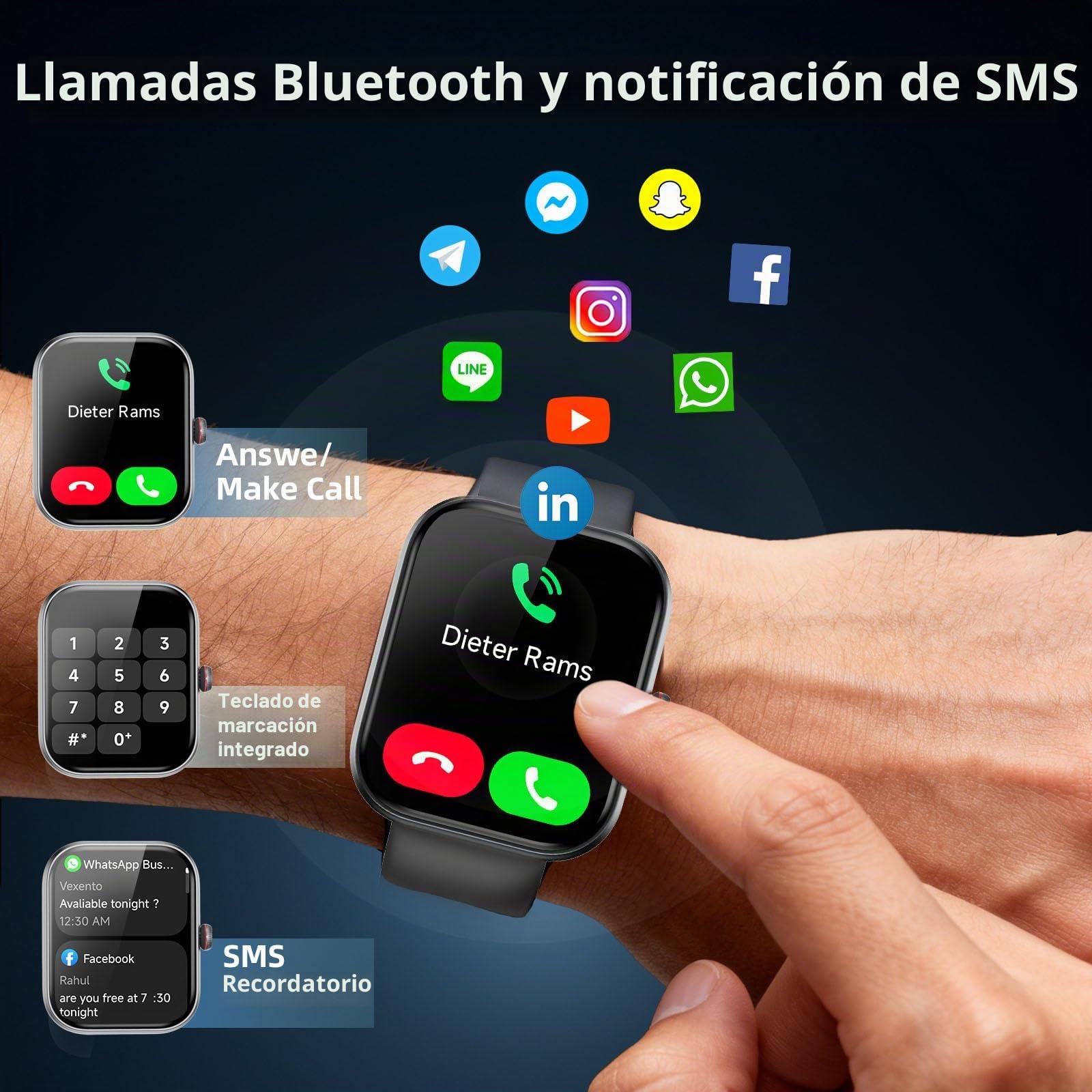 uaue Reloj Inteligente Hombre con Alexa,1.91" HD Smartwatch Hombre, 110+ Modos Deportivos, Monitor de Sueño/Podómetro/Pulsómetro, IP68 Impermeable Pulsera Actividad para Android iOS