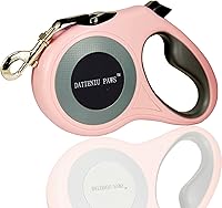 Vista 5 de Correa retráctil para perro, cinta de nailon fuerte de 16 pies, puntada reflectante para caminar por la noche, freno con una sola mano, mango Naranja