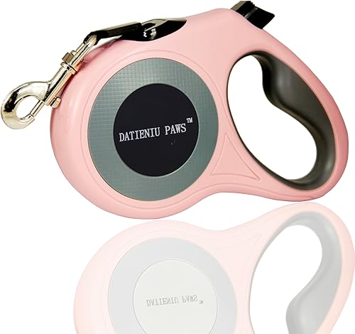 Miniatura 5 de Correa retráctil para perro, cinta de nailon fuerte de 16 pies, puntada reflectante para caminar por la noche, freno con una sola mano, mango