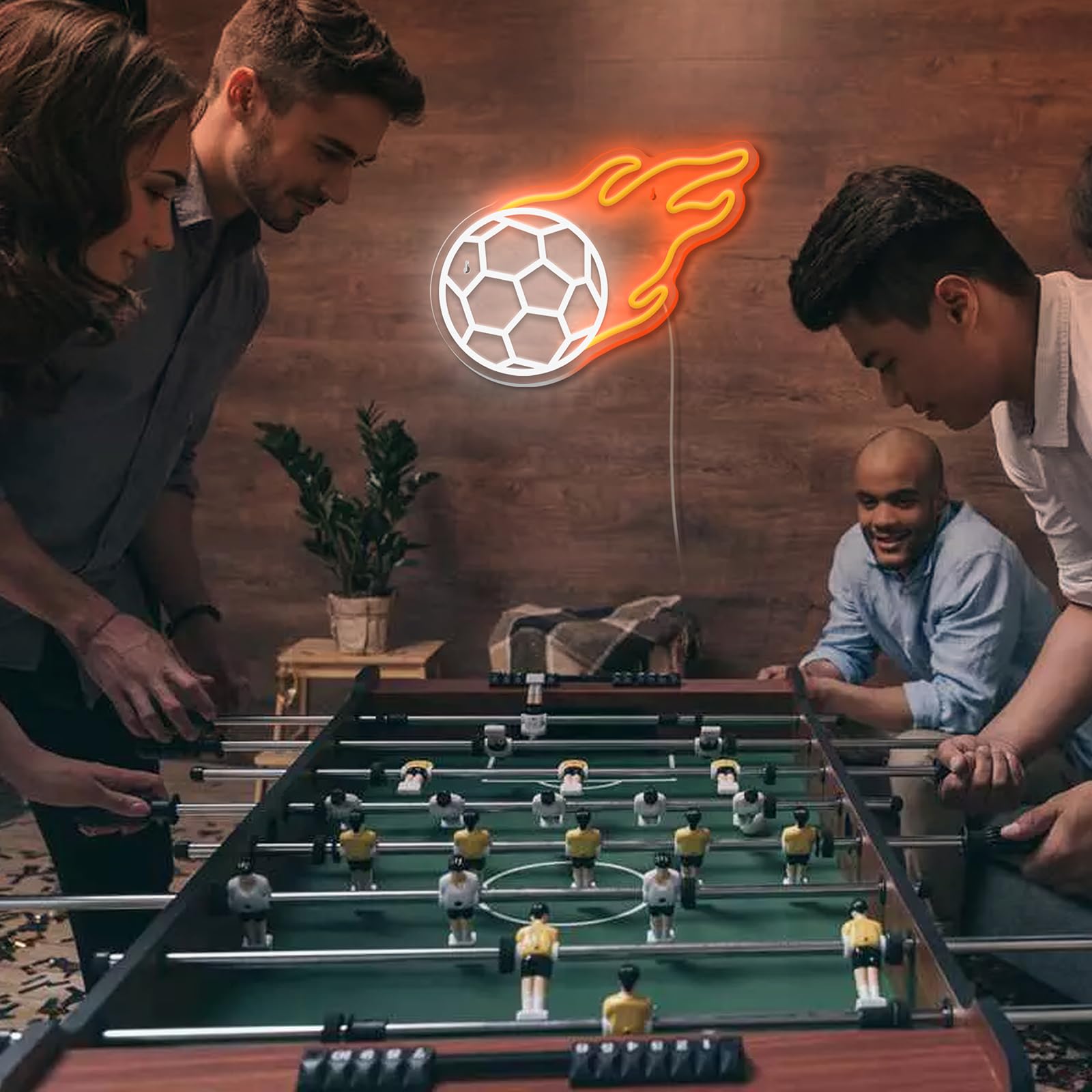 Fußball Neon Schild für Wanddeko, Football LED Leuchtschild Hängeschild Türschild USB-Betrieb mit dimmbarem Schalter für Spielzimmer Wohnzimmer(Football)