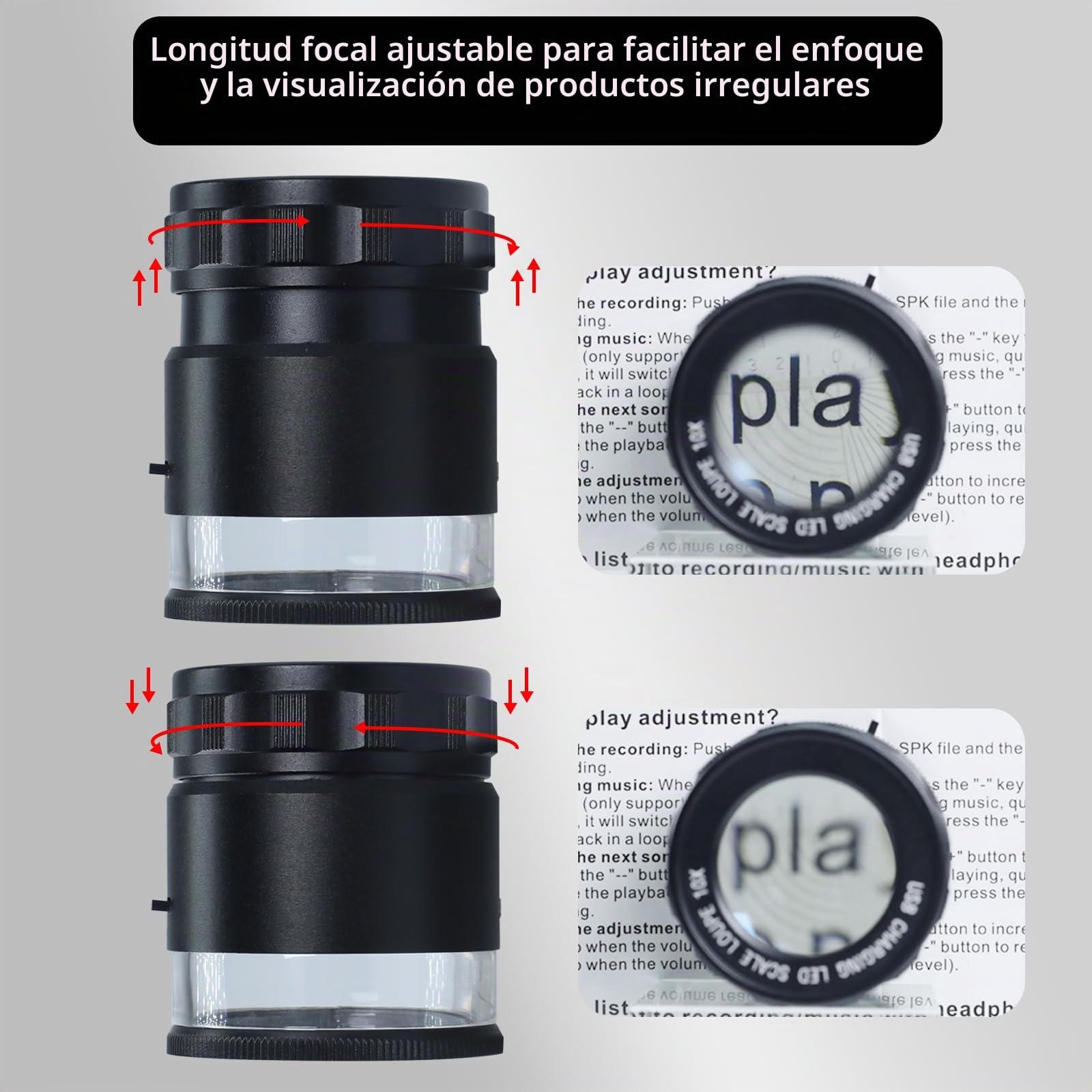 Lupa de Joyero 10x con 6 Luces LED y Escala de Vidrio de 3, Lupa Portátil y Recargable de 25 mm de Campo de Visión, para Joyería, Gemas, Monedas, Herramienta de Hobby