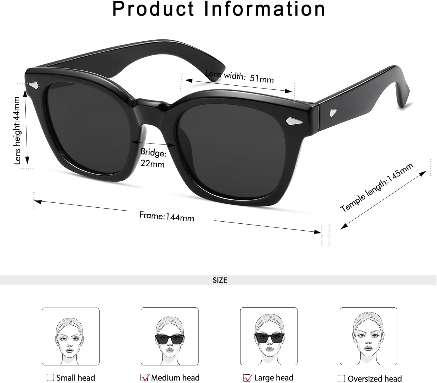 Retro Polarized Square Sunglasses for Women Mens Rectangle Sunnies AP3723 - Image 4