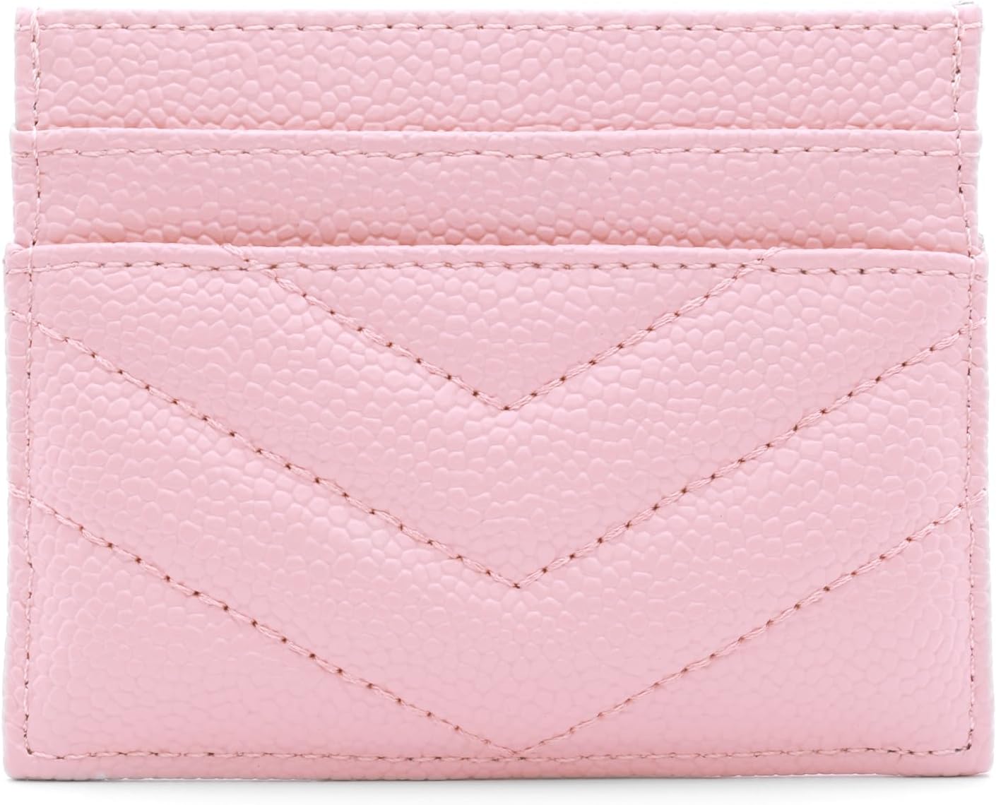 Womens Leather Card Holder Wallet | Slim Luxury Vegan Leather Compact Wallet | Thin Designer Quality Leather Credit Card Minimalist Wallet for Women (Pink) - Image 2