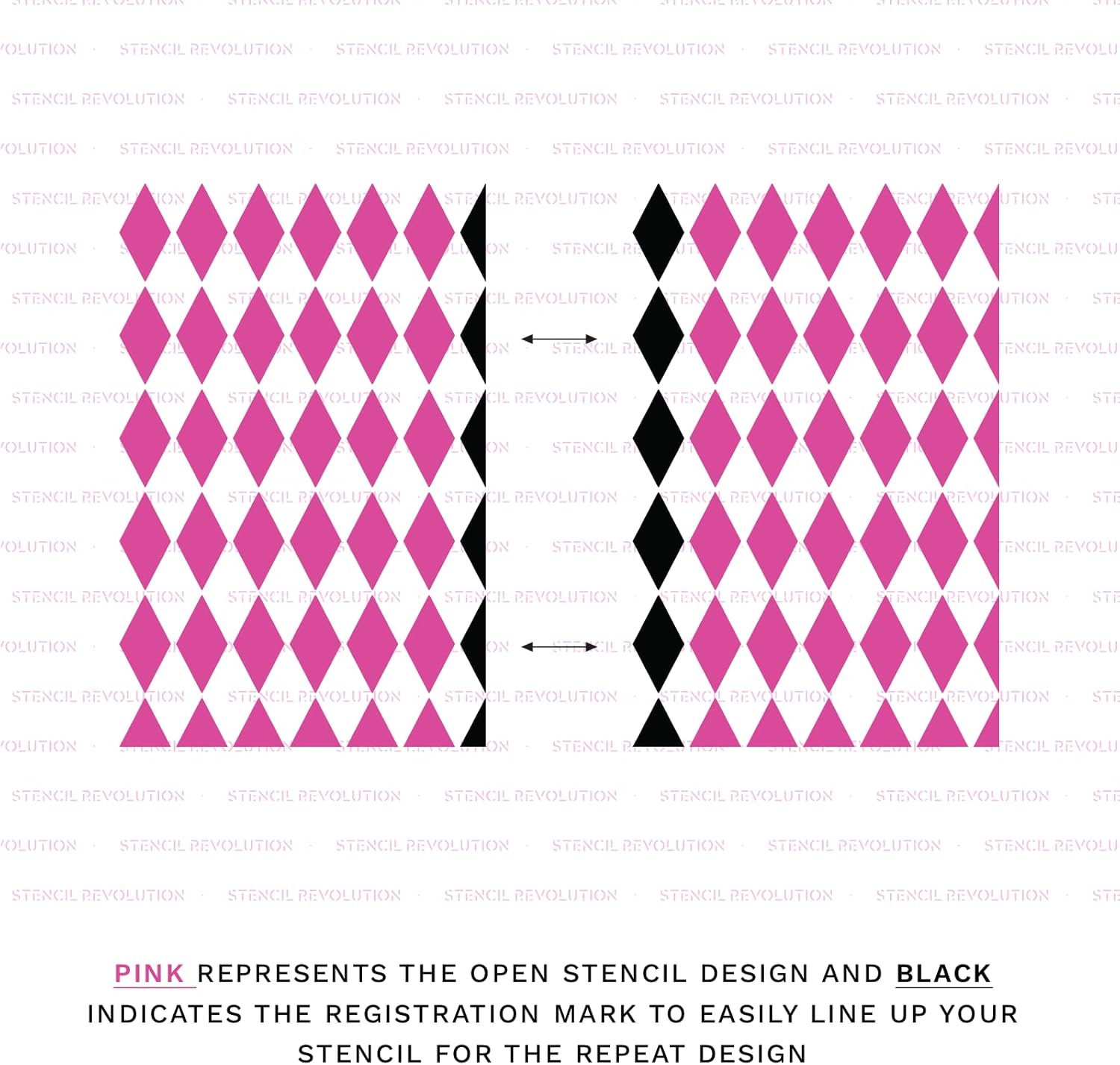 Harlequin Stencil - Harlequin Pattern, Harlequin Print, Harlequin Stencil, Wall Stencil Design - Create Your Own Space