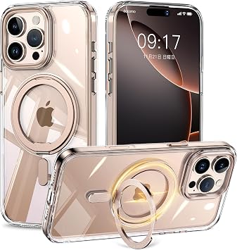 KMAMBNG iPhone 16 Pro Case, Supports Both Portrait and Horizontal, Ring, Multi-functional 360-Degree Rotating Stand, MagSafe Compatible, Wireless Charging Compatible, Translucent Matte, Phone Case, US
