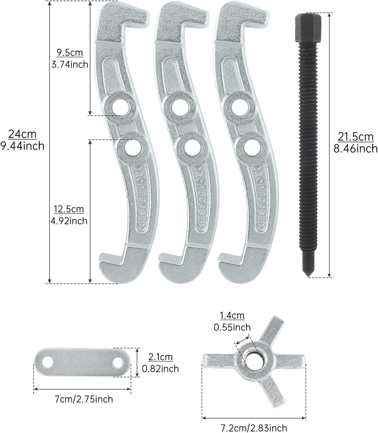 ChgImposs 8 Inch 3-Jaw Gear Puller, 2 Jaw 3 Jaw Puller for Pulley Gears Bearings and Flywheels, Heavy Duty Pulley Puller with Reversible Jaws, High Carbon Steel Removal Tool Bearing Puller Tool