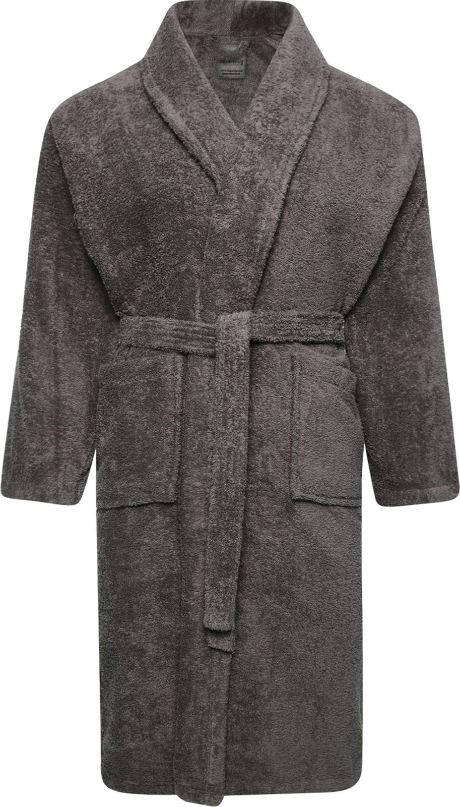 Adore Home 100% Cotton Terry Towelling Shawl Collar Bathrobe - Small, Slate