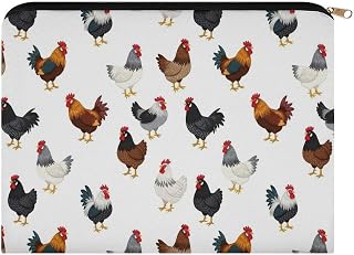 Women Small Makeup Bags for Purse Travel Zipper Soft Cosmetic Pouch Cute Chicken Rooster Portable Toiletry Organizer Bags