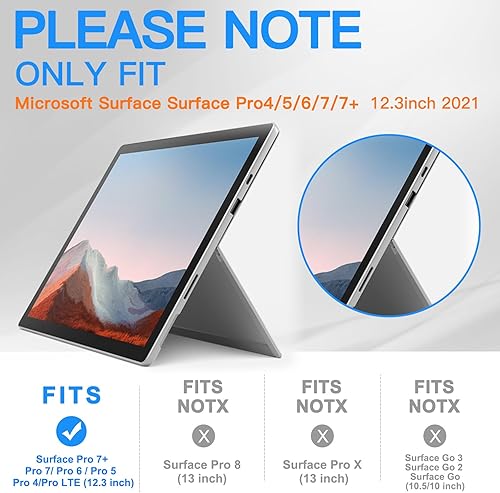 Miniatura 2 de BRAECNstock Microsoft Surface Pro 7 PlusPro 7654 Funda de 12.3 pulgadas con correa de mano, funda protectora a prueba de golpes MS Pro 7+7654 con