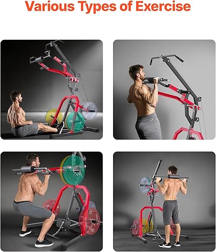 Miniatura 6 de VEVOR Equipo de gimnasio en casa, gimnasio de apalancamiento con sistema de fila baja LAT de relación 21, máquina de entrenamiento de fuerza para