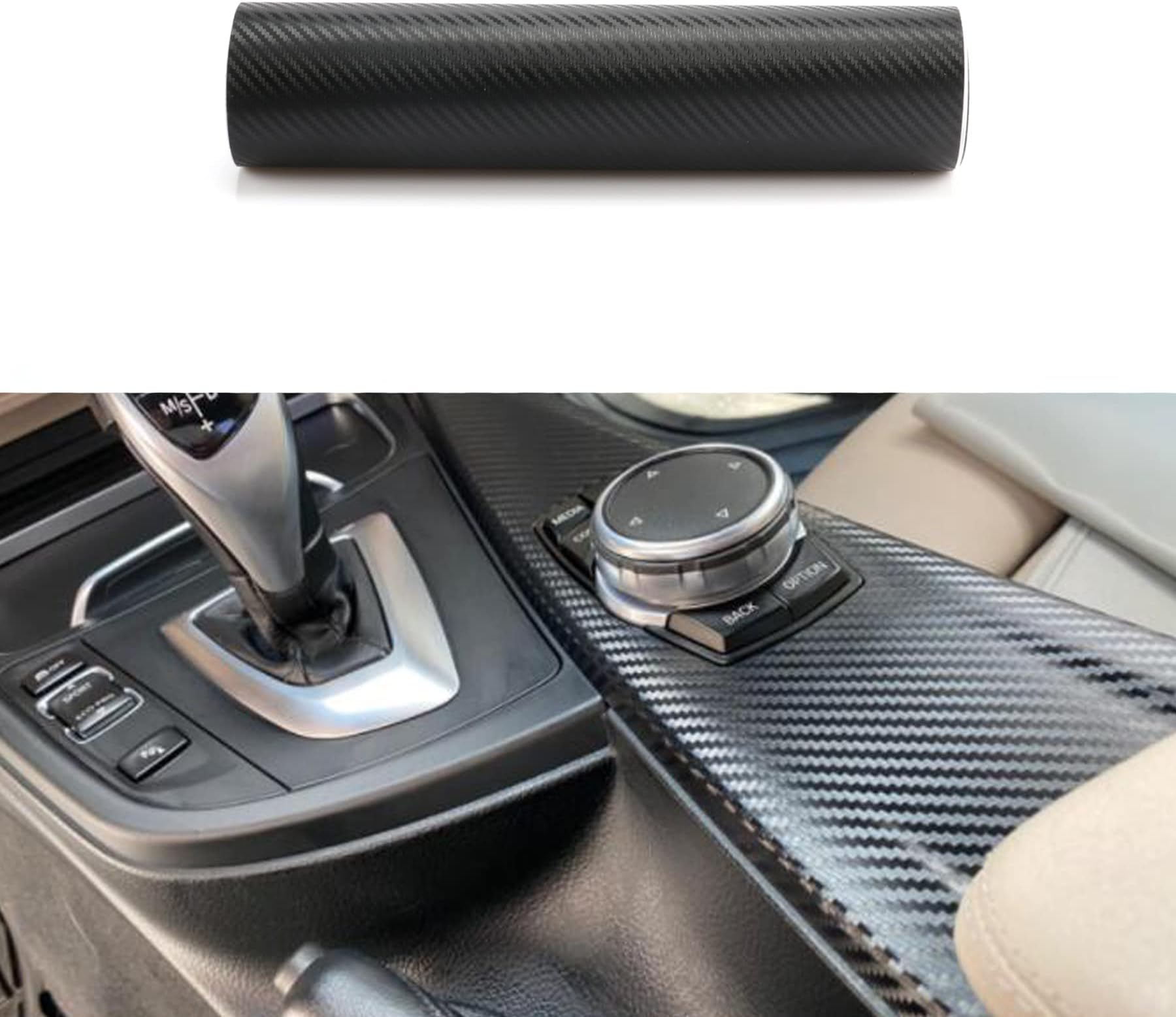 SINGARO Black Matte Carbon Fiber Vinyl Wrap DIY Decal Accessory for Body and Interior (1FT X 5FT)