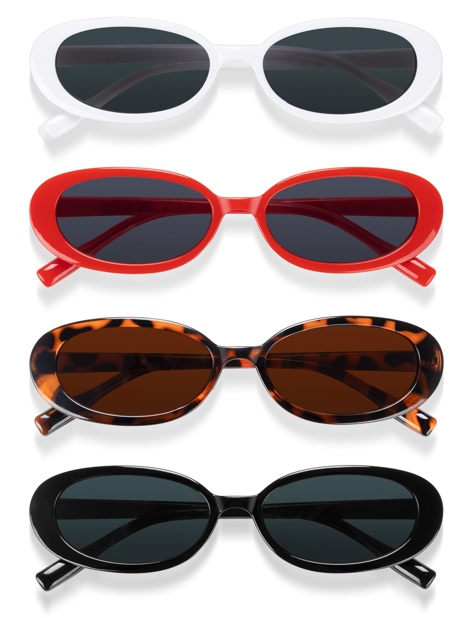 Becellen 4 pary owalne okulary przeciwsłoneczne vintage, modne retro małe okulary przeciwsłoneczne dla mężczyzn i kobiet fajne kocie oczy okulary przeciwsłoneczne UV400
