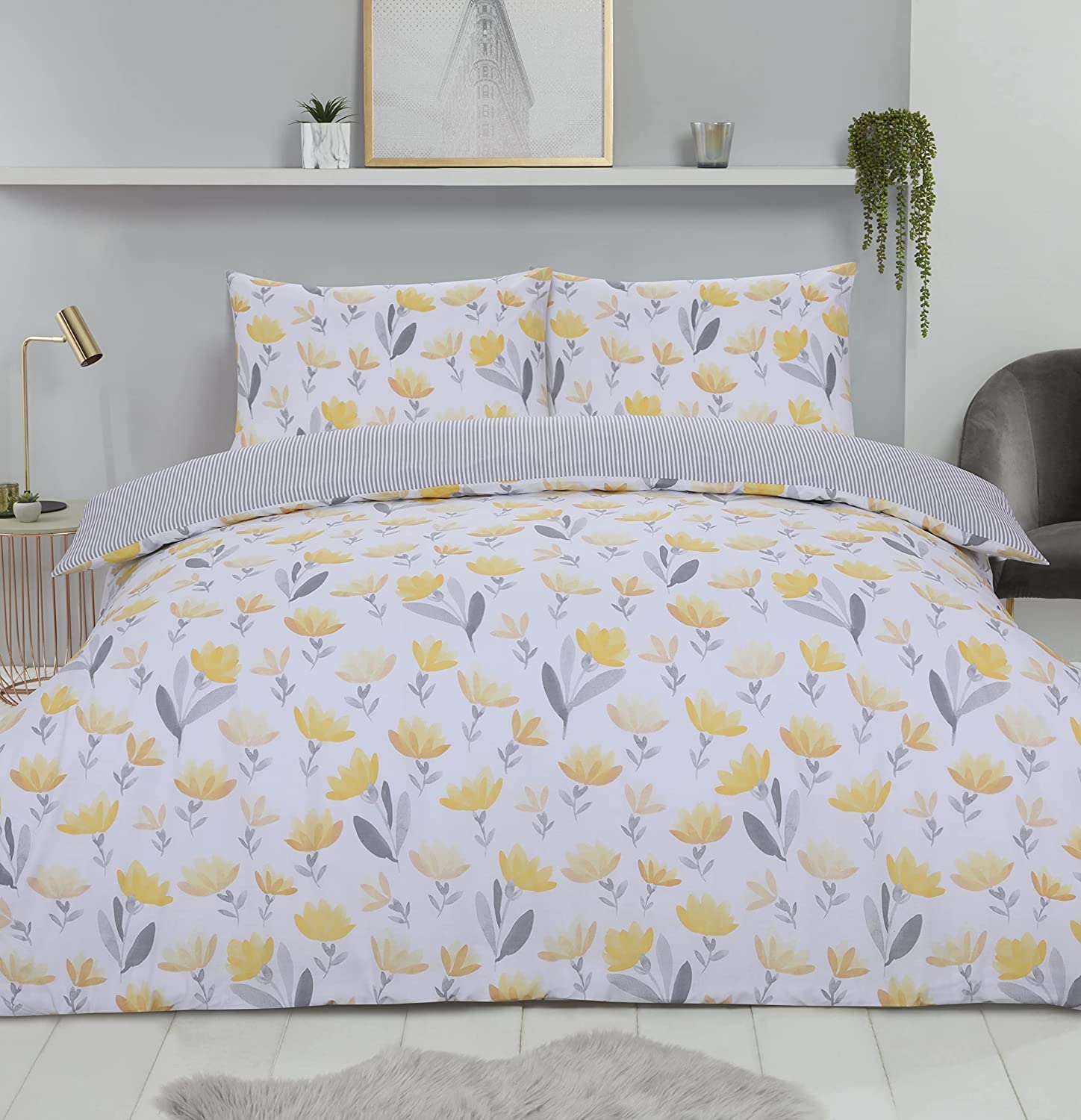 Night Comfort Blooming Floral Double Bedding Duvet Set – Modern Printed Polycotton Duvet Cover With 2 Pillowcovers – Easy Care Bedding Set