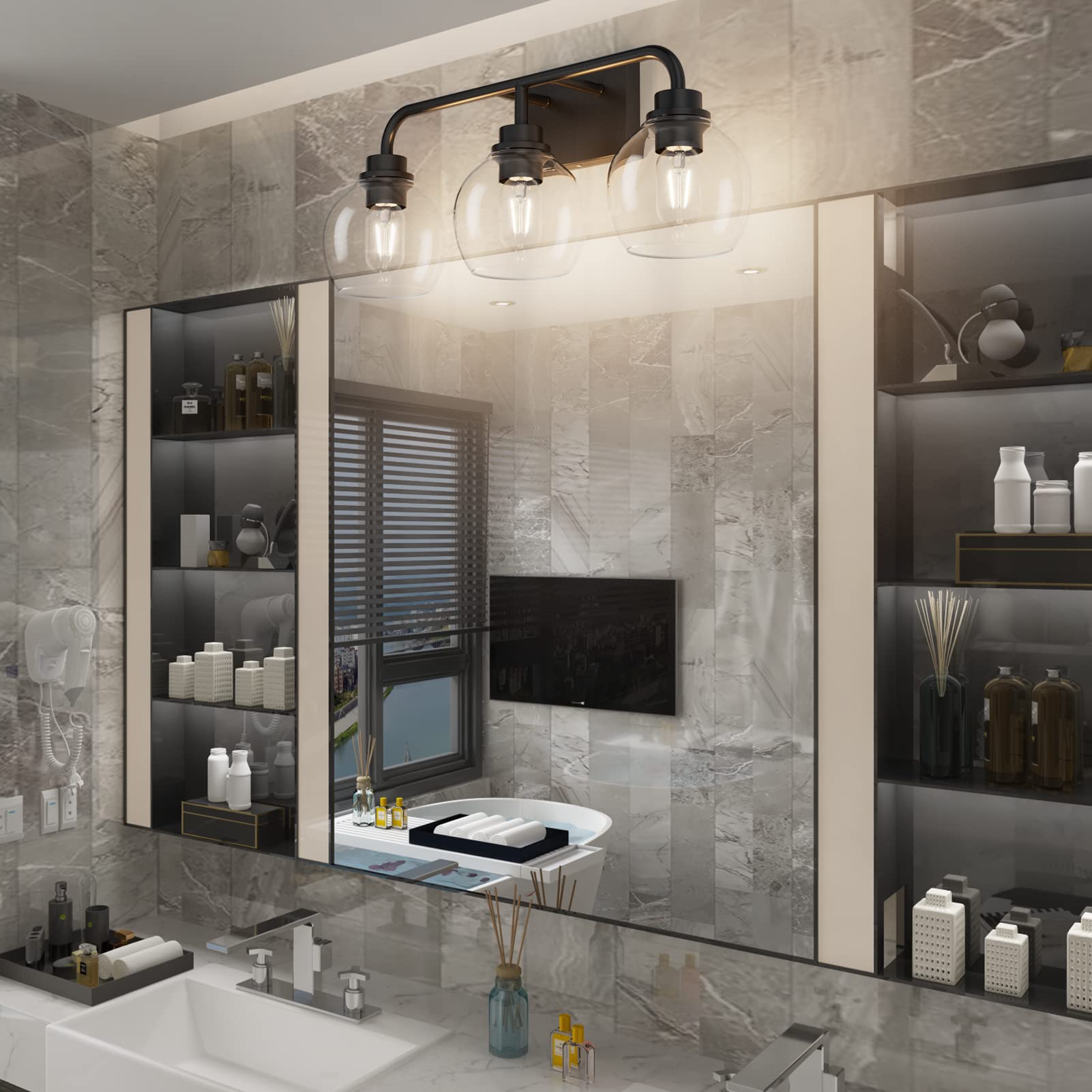 Snapklik.com : Tipace Black Industrial Bathroom Vanity Light Fixtures ...