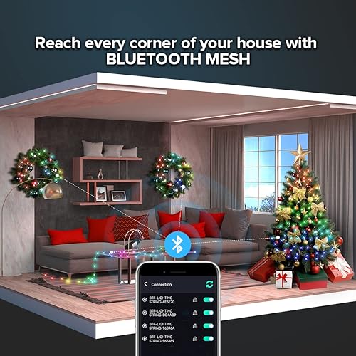 Miniatura 3 de WS2812B - Guirnalda de luces inteligentes de 33 pies, USB, Bluetooth, con temporizador y control remoto, sincronización de música, modos divertidos,