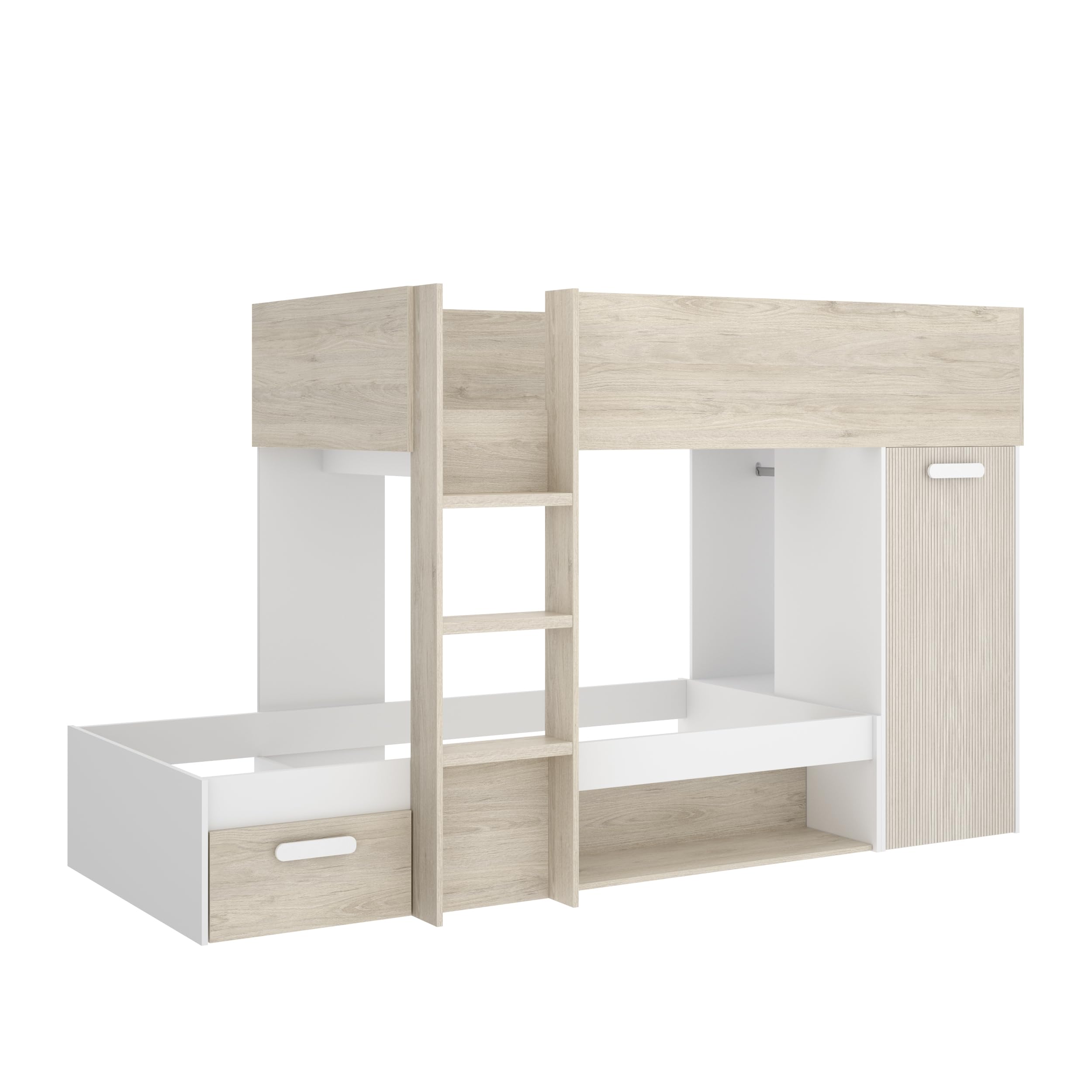 DEKIT GRUPO RIMOBEL Cama Nido, Melamina, Blanco/​ALISTONADO, 150 x 245.8 x 111.7, 03K4748654