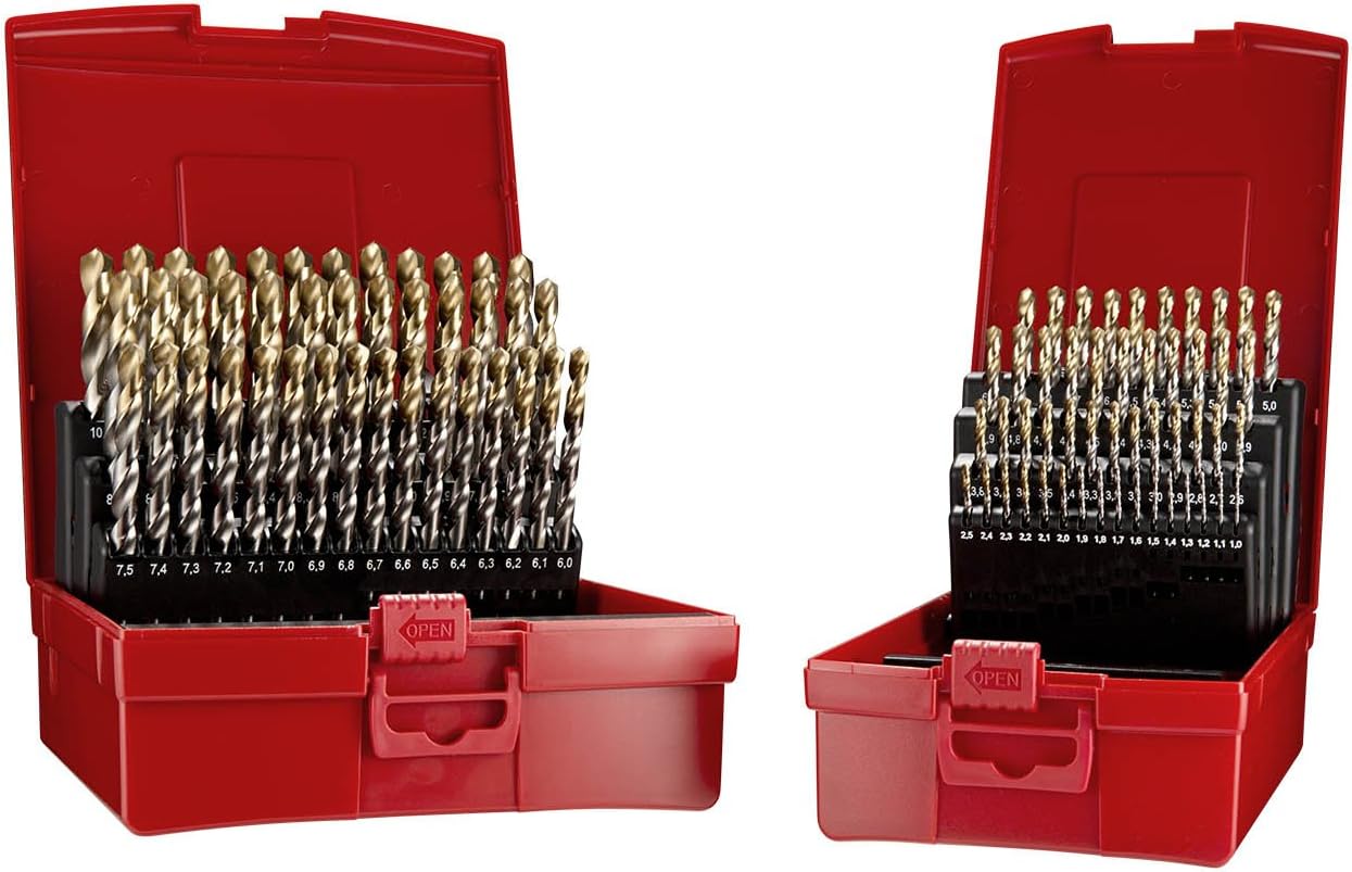 Dormer A095209 HSS High Speed Steel Jobber Drill Bit Set with 118 Degree Tin Tipped Split Point, Set of 91