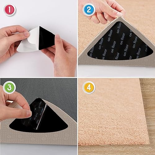 Miniatura 5 de Agarre antideslizante para alfombra, cinta lavable y reutilizable para suelos de madera dura y alfombras planas, mantiene tu alfombra en su lugar y