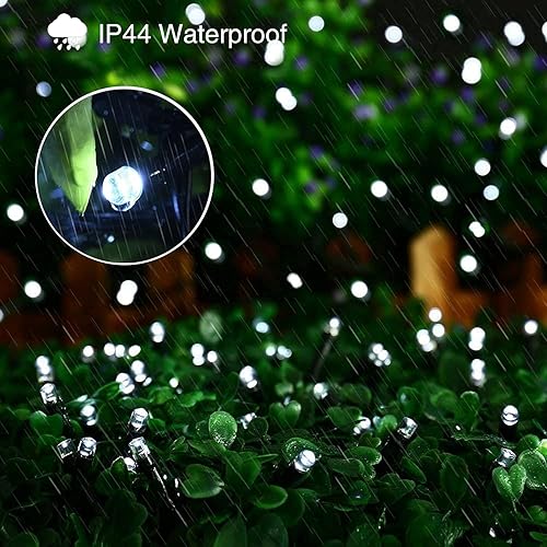 Miniatura 4 de QITONG Paquete de 2 luces solares de Navidad multicolor, cada cadena de 200 luces LED solares de 66 pies para exteriores, impermeable, 8 modos de
