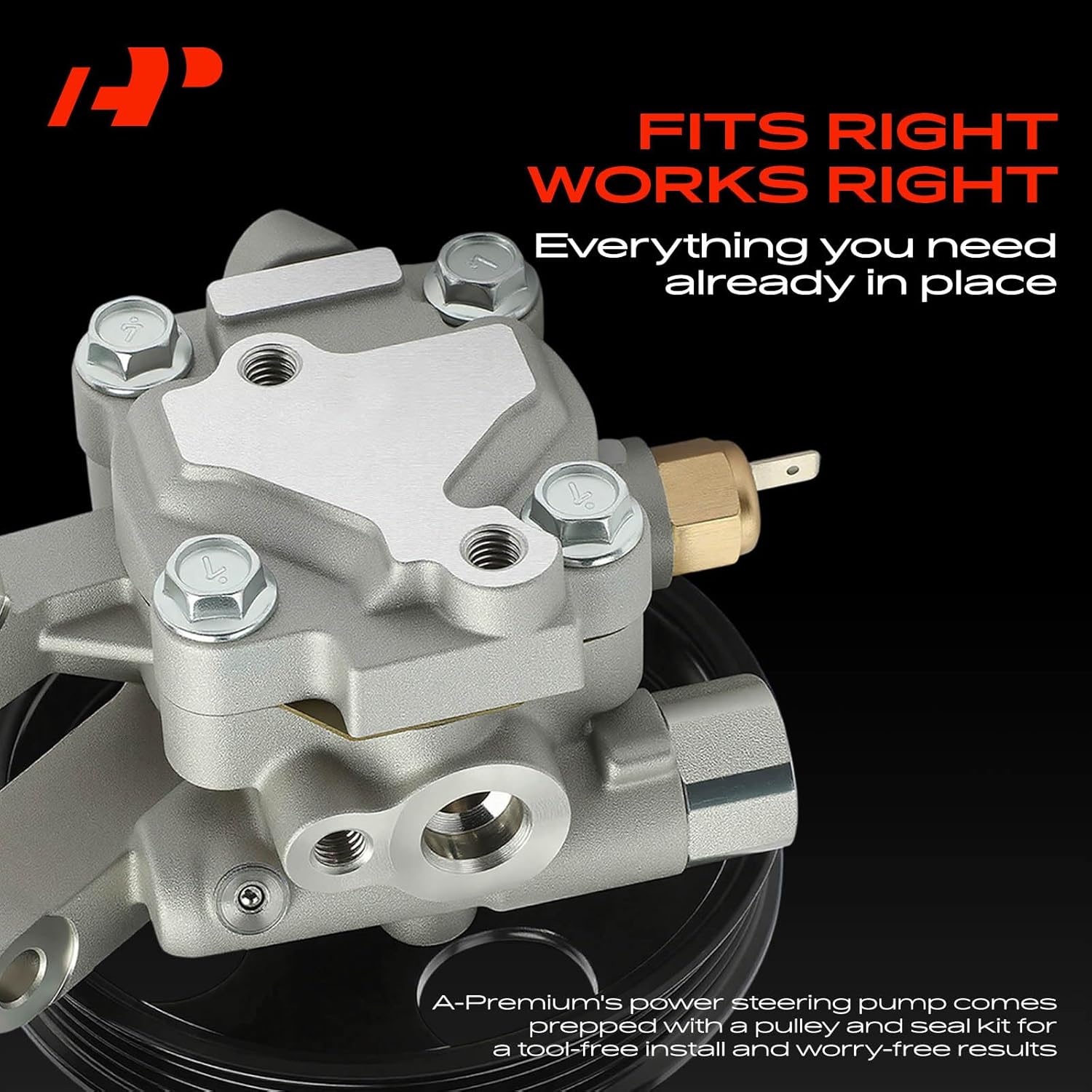 A-Premium Power Steering Pump, with Pulley, Compatible with Mazda CX-9 CX9 2007 2008 2009 2010 2011 2012 2013 2014 2015, 3.5L 3.7L Gas, Replace # LF2432650C