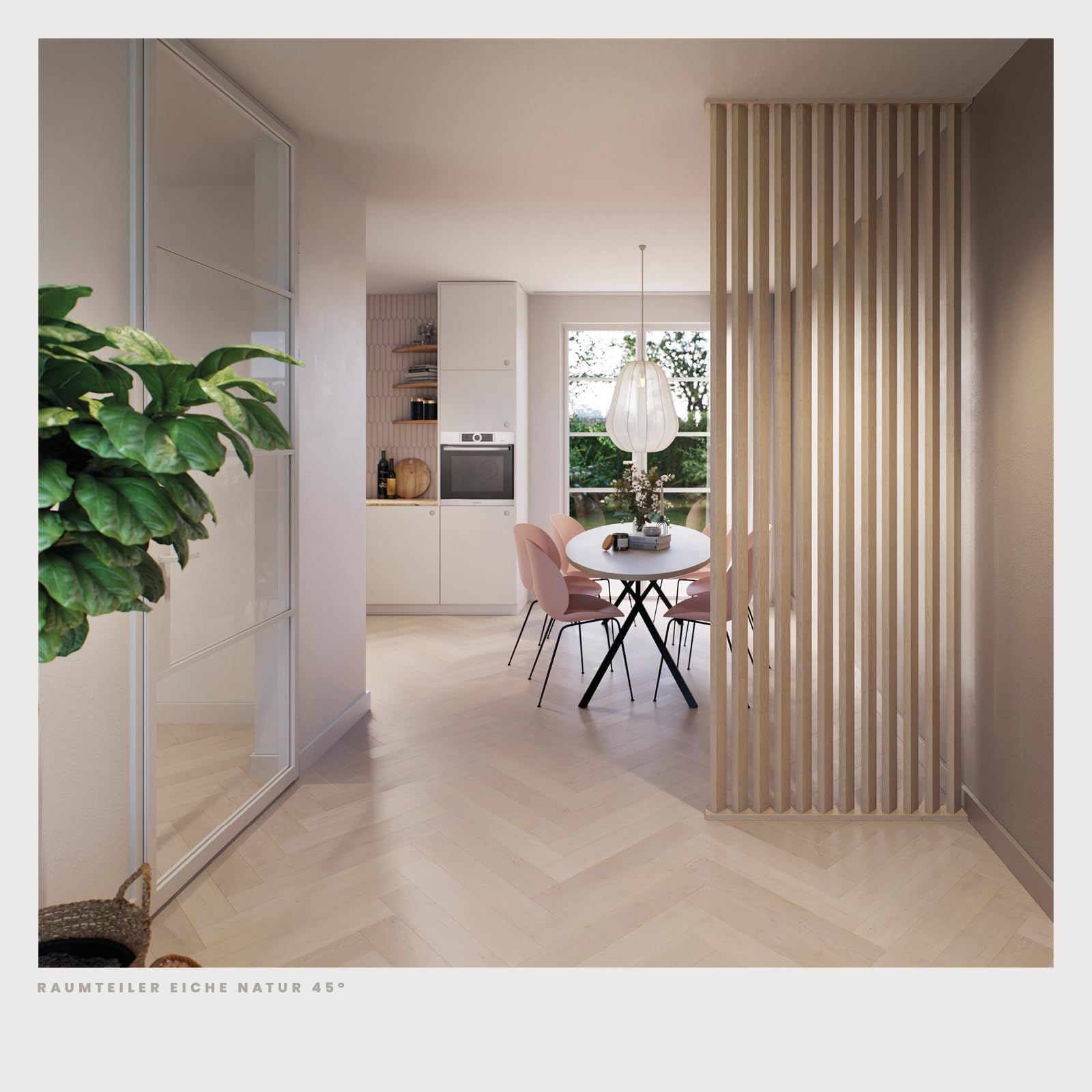 KGM Komplett-Set Raumteiler 45° - Eiche Natur - MDF foliert - 100 x 270 cm