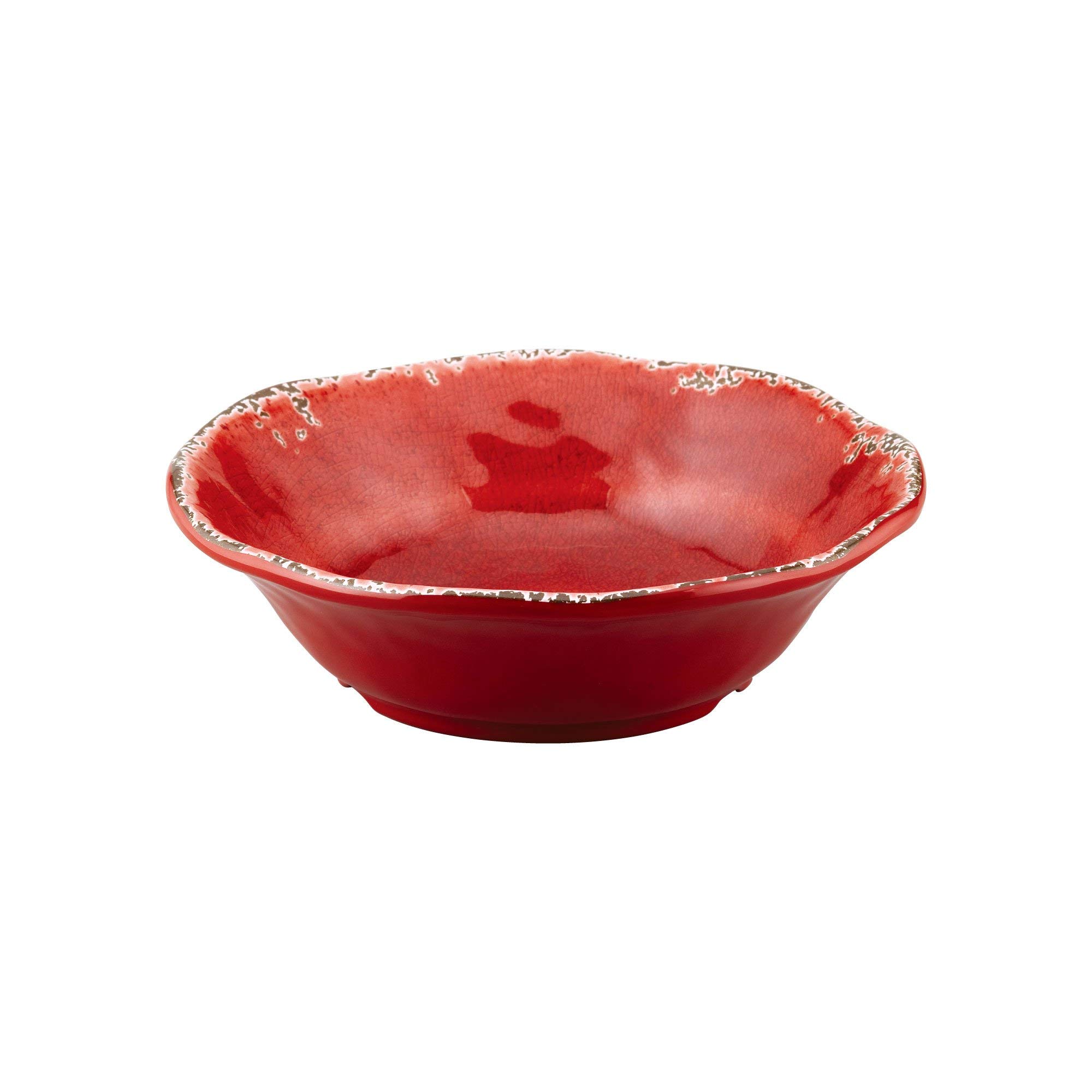 UP Vajilla de melamina de 12 piezas, incluye platos llanos, platos de ensalada, cuencos, servicio para 4 personas, color rojo