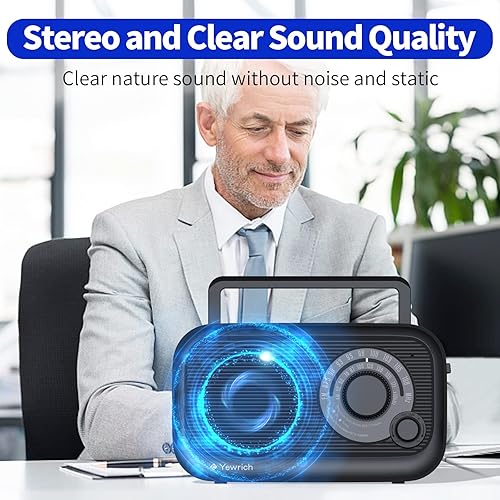 Miniatura 4 de Radio AM FM con la mejor recepción, altavoz Bluetooth, radio portátil, enchufe DSP en pared, funciona con pilas o alimentación de CA con conector