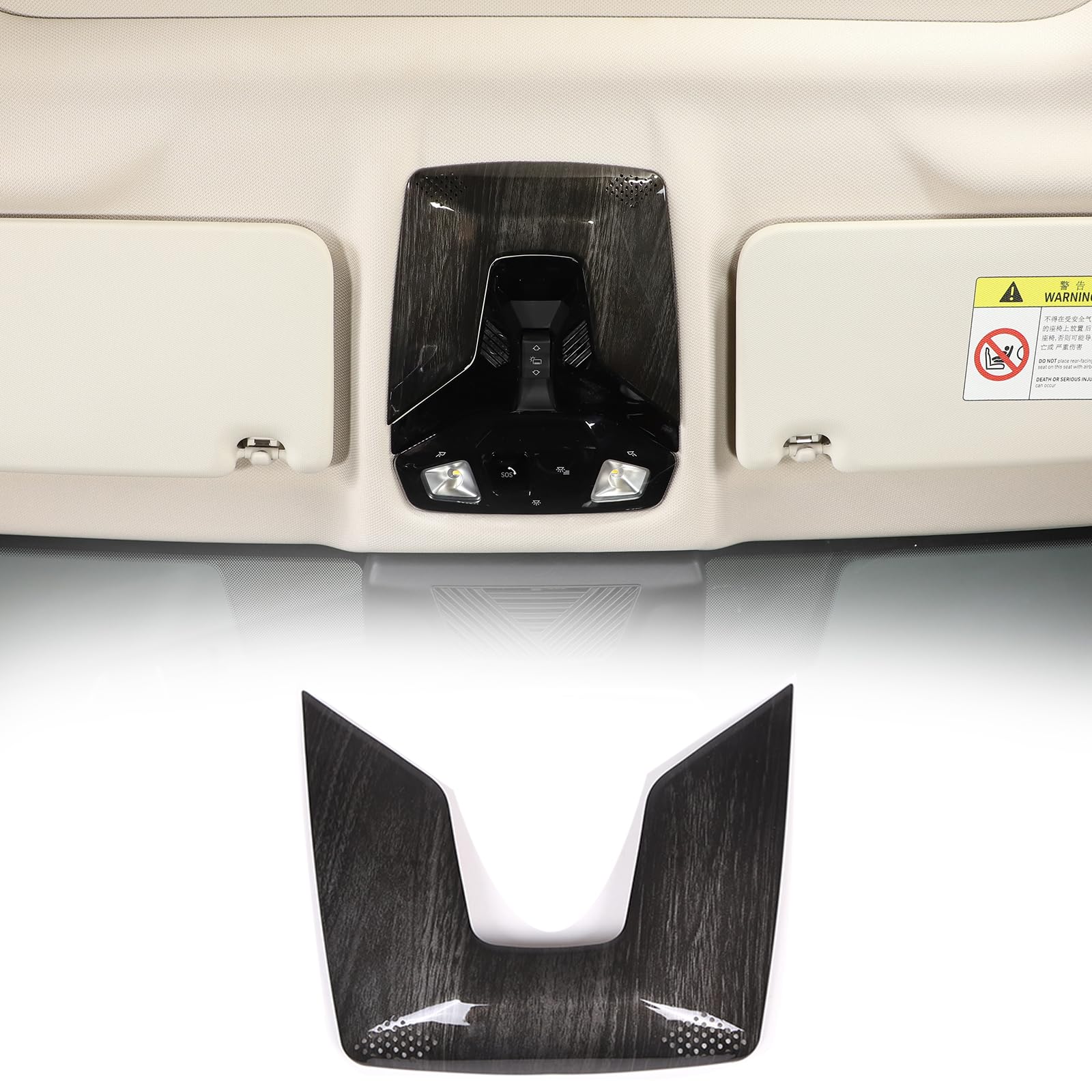 Cubierta de panel de luz de lectura BMW X1 U11 con textura madera negra elegante 2
