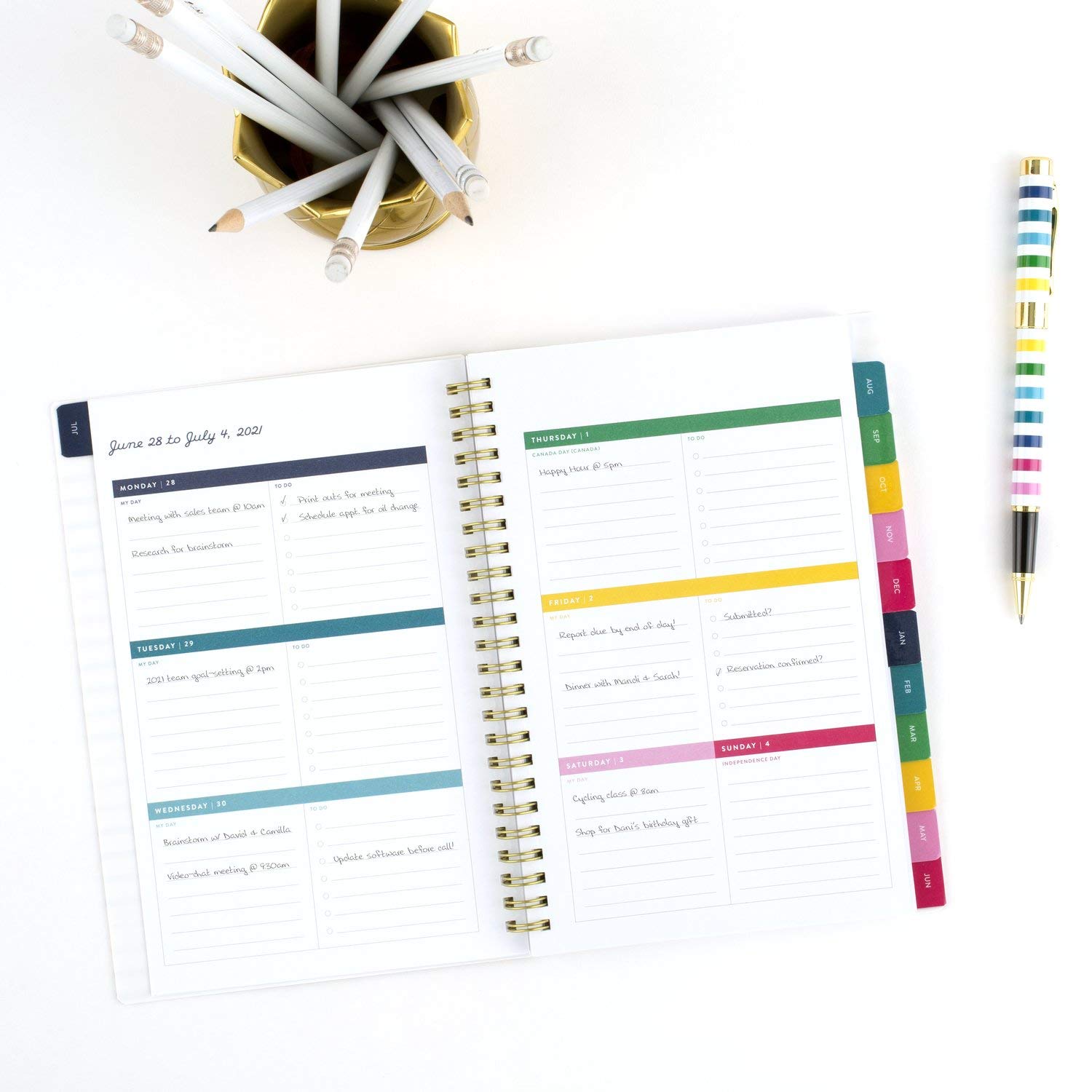 Agenda accademica 2021-2022, semplificata da Emily Ley, per agenda settimanale e mensile AT-A-GLANCE, 15,1 x 20,1 cm, piccola, per scuola, insegnanti, studenti, sottile e a righe felici (EL60-200A)