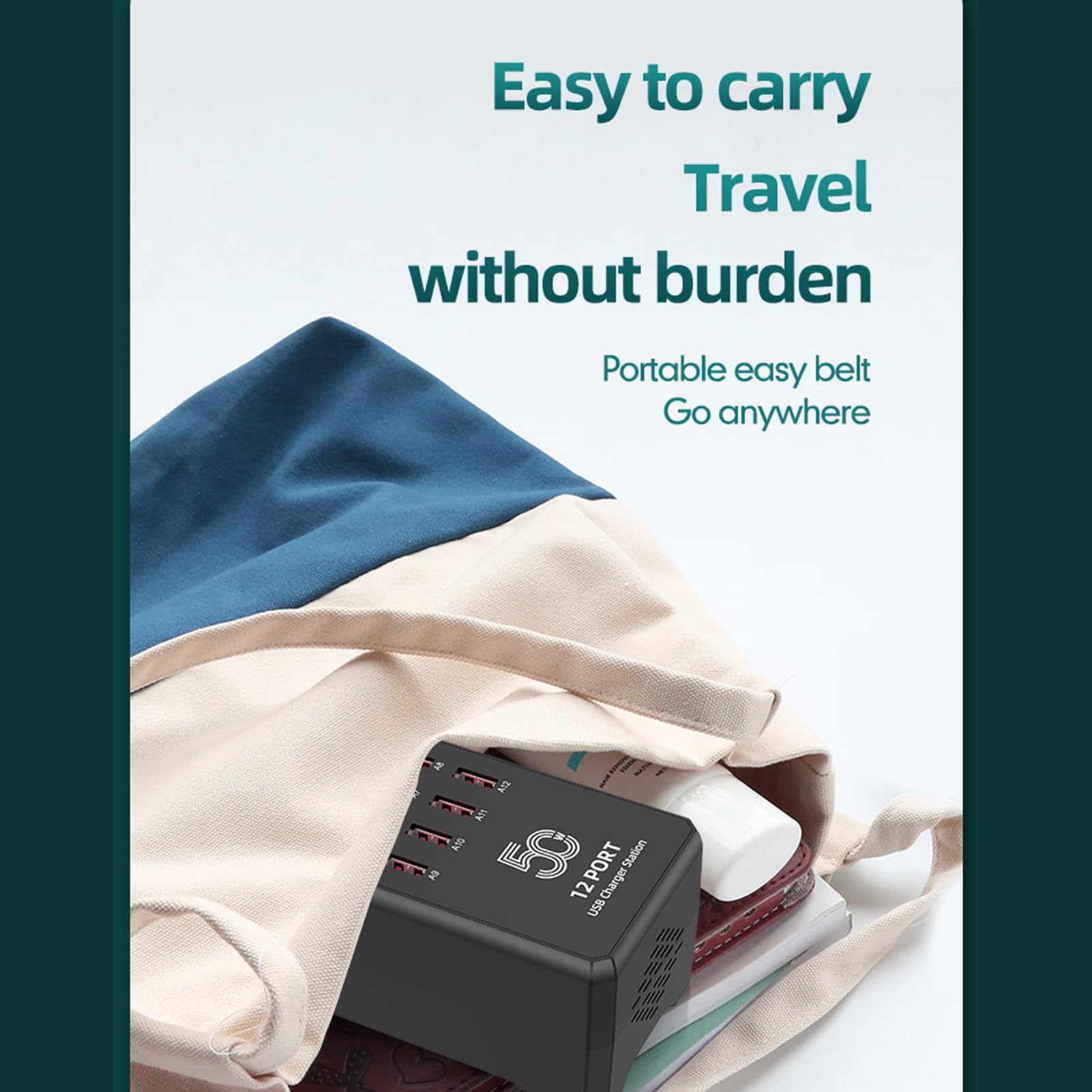 Cuifati Chargeur USB, Station de Charge USB à 12 Port 50W Multiple, Prend en Charge la Couverture de Tension Large, Chargeur Multi-Ports pour Téléphones, Montre, (Prise UE)