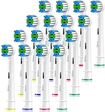 Qitizu Testine Spazzolino Compatibile con Oral b Spazzolino Elettrico, Testine di Ricambio per Pro Vitality Smart Genius AdvancePower (16 Bianco, 16 unità (Confezione da 1))