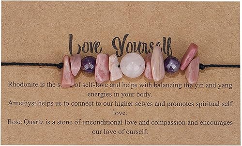 KIFEDSLJ Pulsera de cristal curativo de chakras, piedras preciosas naturales, yoga, reiki, chakras, cuentas de piedra trenzada, pulsera de cuerda