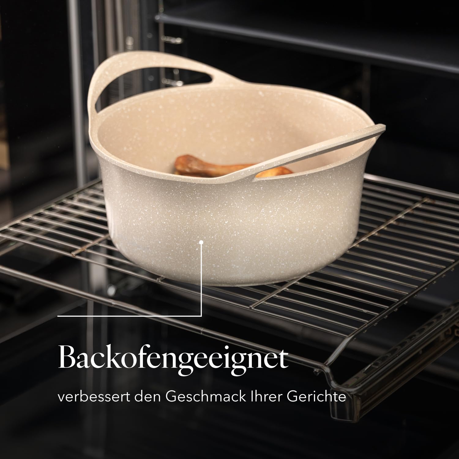 FLORINA Aluminiumtopf OSLO 4,3 l 24 cm Durchmesser I Keramische Antihaftbeschichtung I Ergonomischer Softgrip-Griff I Hitzebeständig | Topf geeignet für Induktions-, Gas- und Elektrokochfelder