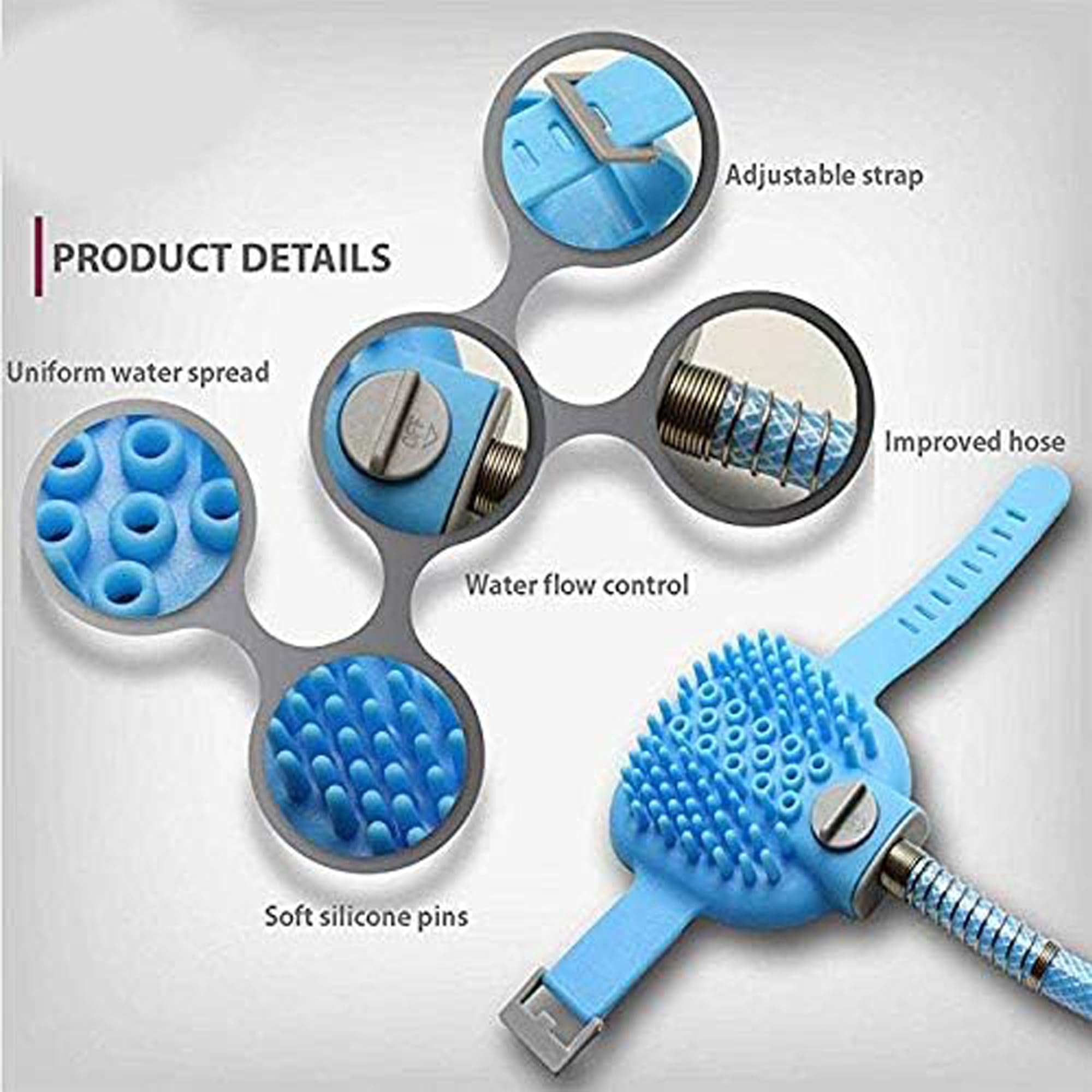 Pulverizador de ducha para mascotas,Herramienta de Baño para Mascotas,Cepillo De Baño Para Perros,Incluye manguera de 2.3m,Ideal para el baño, el cuidado, masajear y lavar