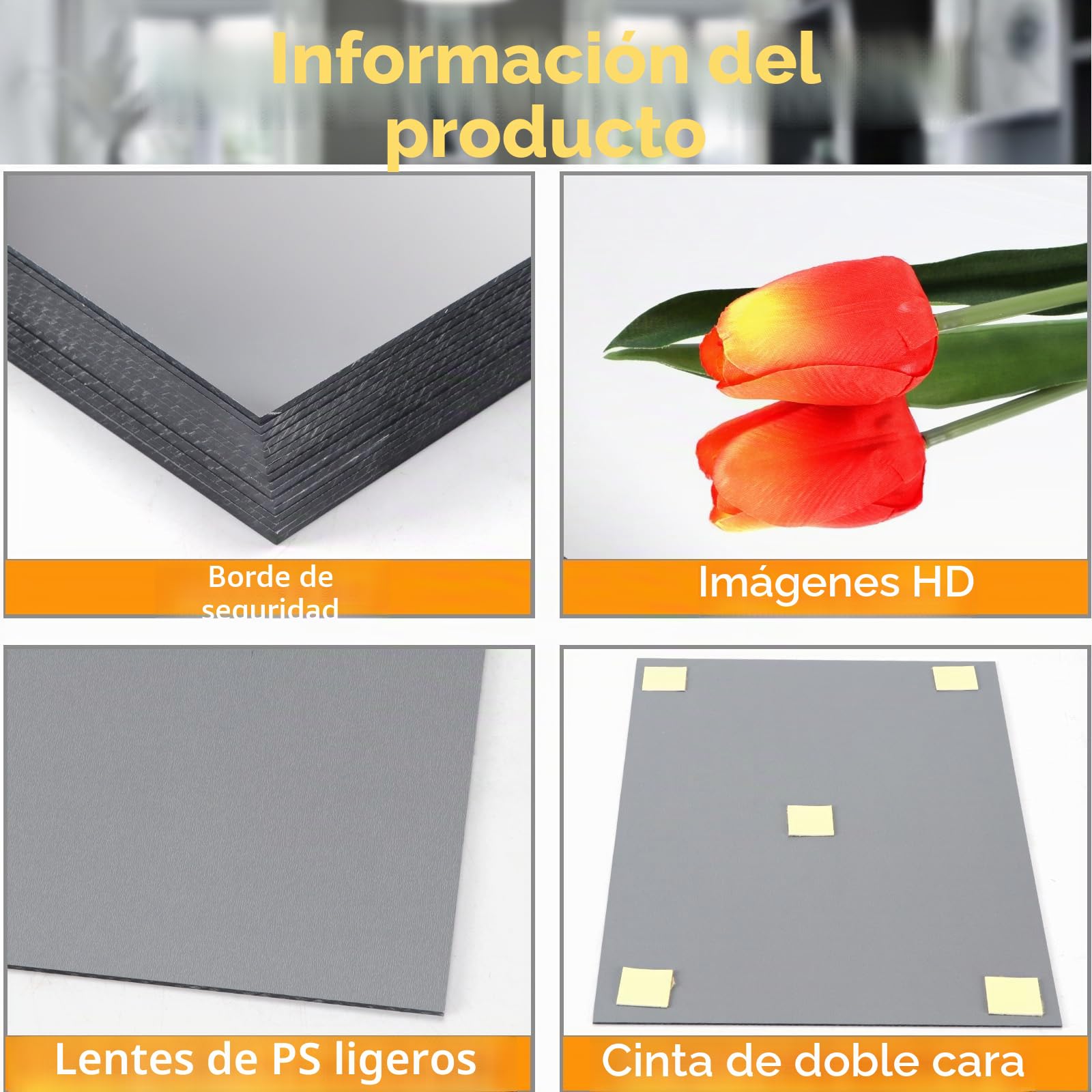 Pack de 16 Espejos Adhesivos de Pared 35,6x28x0,2 cm sin Marco | Instalación adhesiva, para pared o suelo, uso en baño, dormitorio y salón