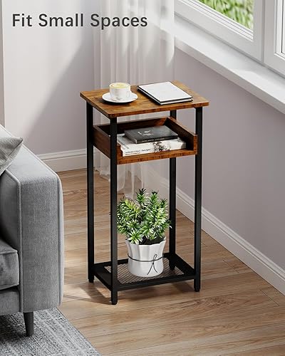 Miniatura 4 de Mesa auxiliar alta, mesa auxiliar de 30 pulgadas de alto, mesa de entrada pequeña, mesita de noche para sala de estar, dormitorio, oficina, marrón