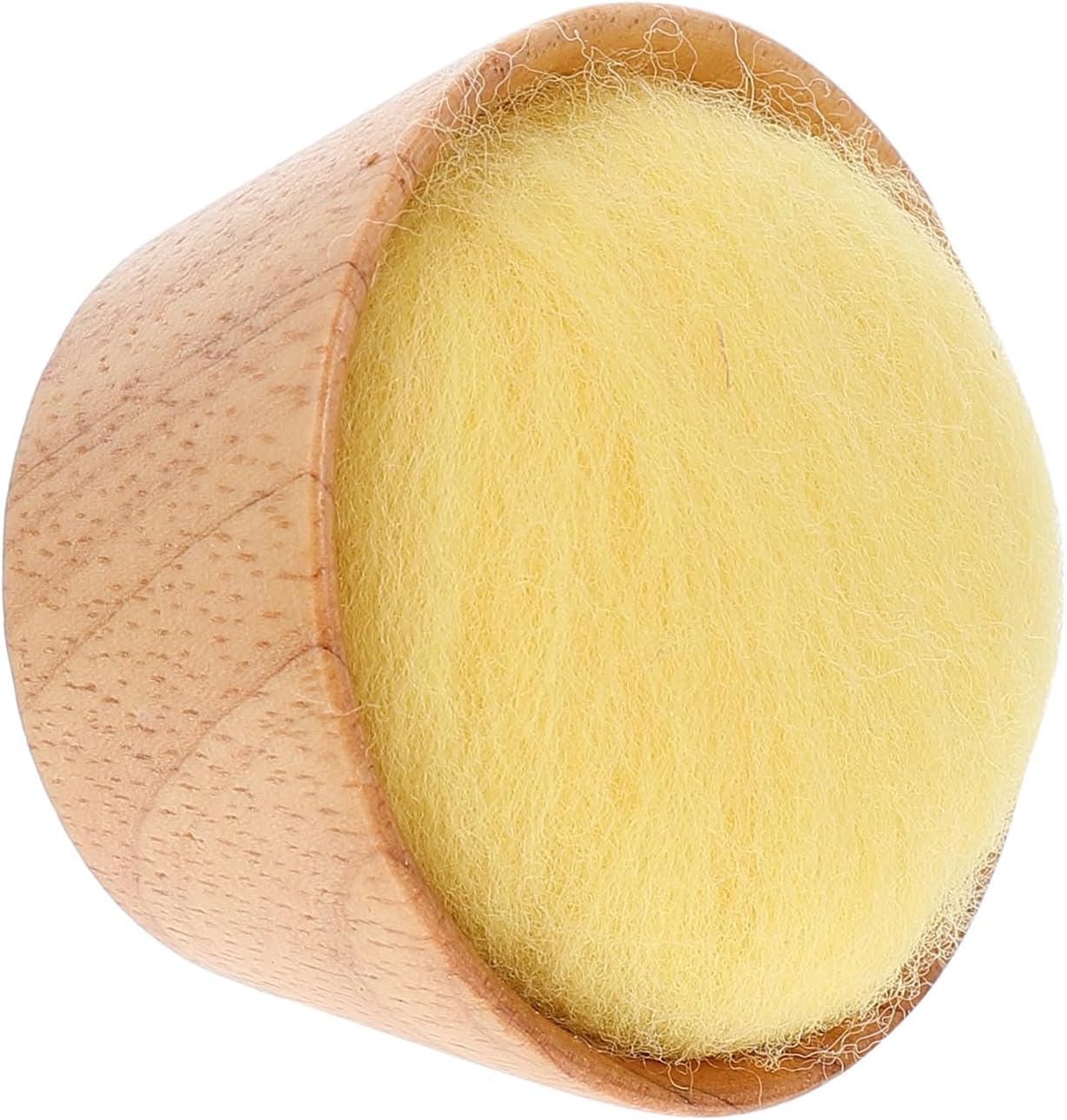 DEARMAMY Half-Moon Wool Pin Cushion Sewing Needle Holder with Wooden Base Portable Wool Ball Pincushion for Sewing Accessories and Needle Fixing Tools Yellow Craft Organizer for Hand